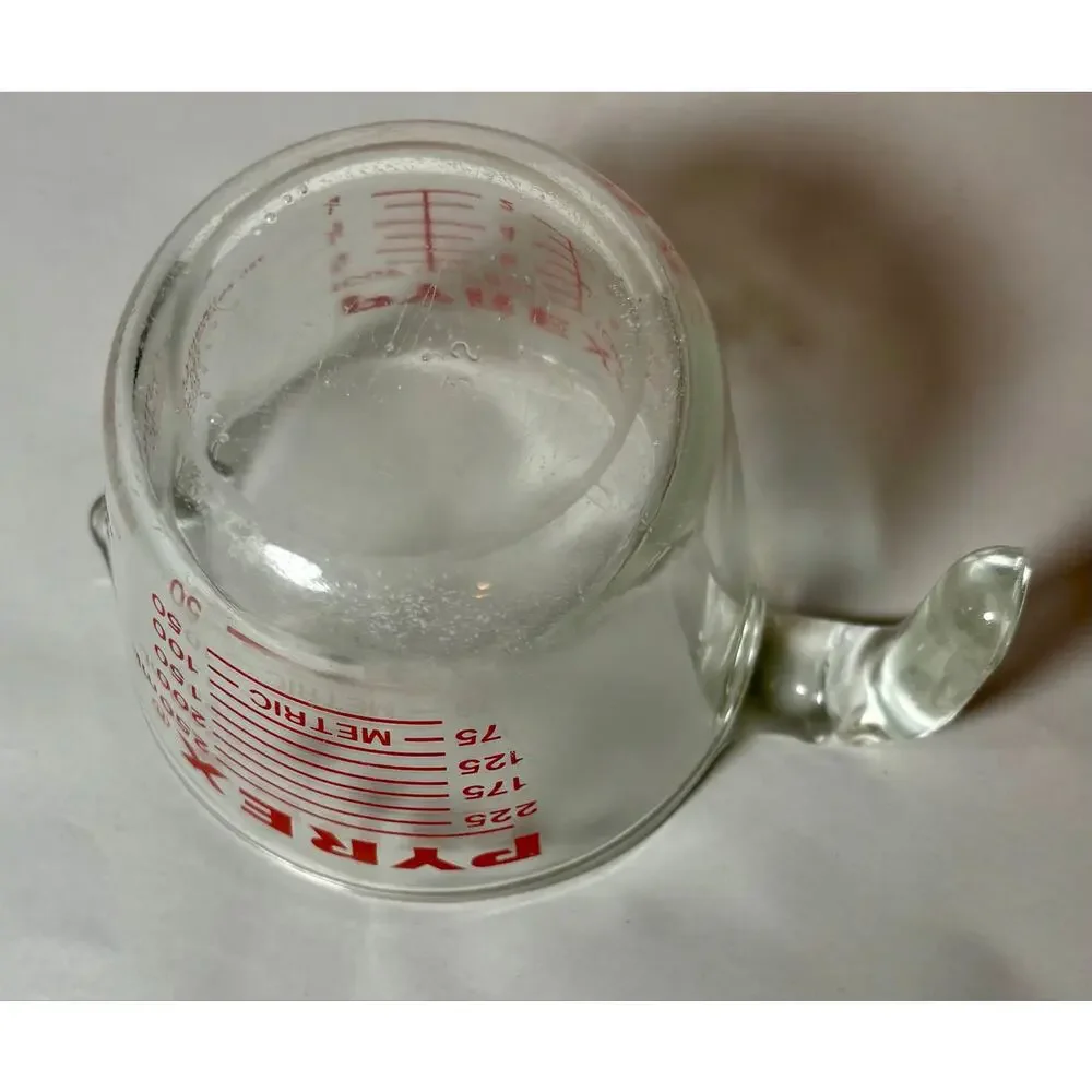 Vintage Pyrex Measuring Cup 1 Cup  508 Red Lettering J-Handle USA